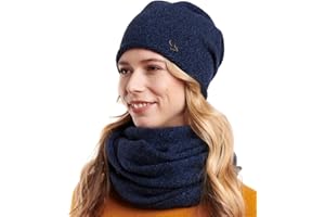 Kamea Winterset für Damen Anna 2-Teilig bestehend aus Loop-Schal und Wintermütze, Beanie, Damenschal als Winter-Schal, hergestellt in EU