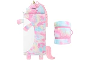 ALLDOMESS Kids Sleeping Bag with Pillow,Nap Mat for Toddler Boys Girls,Warm Plush Elephant Toddler Slumber Bag 170x70cm,Roll Up Large Kids Sleeping Mat with Double Zip for Bedroom Daycare Kindergarten