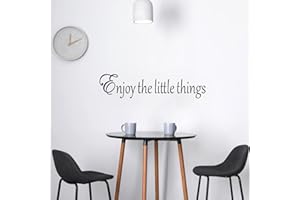 VODOE Kitchen Wall Decals, Bar Wall Stickers, Vinyl Art Quotes Dining Room Bathroom Bedroom Living Room Nursery Family Couple Love Inspirational Positive Home, Enjoy The Little Things 26x6 inches Small