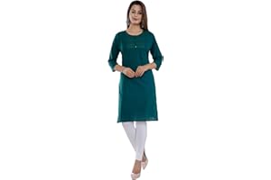 Ramkudi Indisches Damen einfarbiges besticktes Baumwoll-Top Kurti