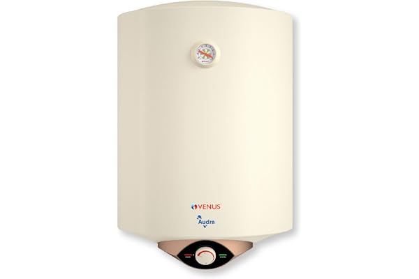 Venus Audra 25L (Ivory) Storage Water Heater 5-Star BEE Hard Water Friendly Geyser 25 ltr capacity Porcelain Enamelled Tank Free Flexible Hose Guarantee - 7 Years on Inner Tank 8 Bar