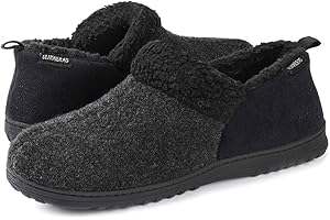 ULTRAIDEAS Men's Memory Foam Slippers with Cozy Fleece Lining, Closed Back House Slippers with Anti-Skid Rubber Sole