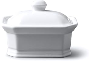 WM Bartleet & Sons 1750 T225 Butter/Terrine Dish with Lid, Porcelain, White,11x8x7cm
