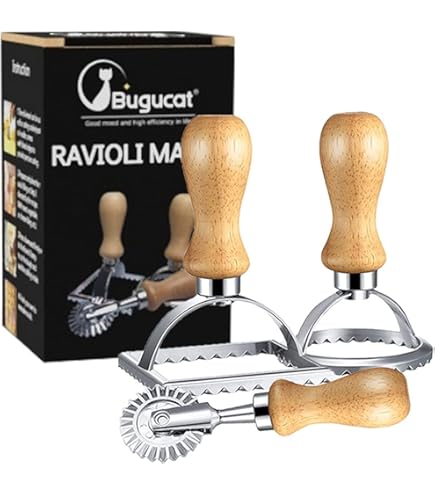 Küchenprofi Ravioli Ausstecher - Quadratisch 4x4cm Aus Aluminium & Buchenholz