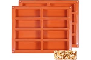 Melearch Stampi per Barrette di Cereali, 2 Pezzi Stampo in Silicone per Cioccolato antiaderente con 8 Cavità, stampo per Muffin, Brownies, Pane di Mais, Cheesecake - lavabile in lavastoviglie