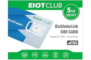 EIOTMART EIOTCLUB Globale SIM-Karte, 5G/4G Highspeed Prepaid Reise-SIM, 5GB 30Tage Nutzung in 200 Ländern wie USA/China/Japan/Türkei, Ohne Vertrag, NUR Daten, Aufladbar, für Handys, Router, Hotspot