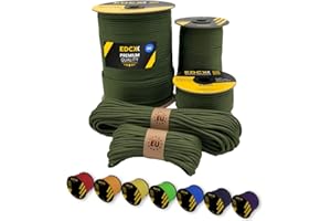 EdcX Paracord 4mm, 35+ colori solidi (15m, 30m, 50m, 100m, 300m) | Ideale per campeggio, sopravvivenza, attività all'aperto | Corda 100% nylon 4 mm| Corda Tattica 550 Tipo III (Moss, 300 m)
