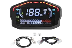 ‎EVGATSAUTO Motorrad Drehzahlmesser, Digitaler Tachometer Kilometerzähler Messgerät Motorrad Drehzahlmesser Instrument für