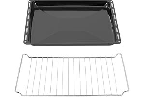 ICQN 42.2 x 37 cm Backbleche & Gitter Set, 3 cm Tief Emailliert Fettpfanne und Verchromt B