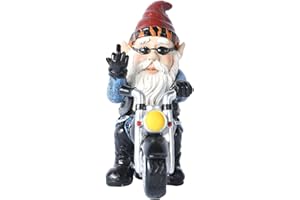 ZGCXRTO Nain de Jardin Moto,13 cm x 14 cm Statue Nain Imperméable Gnomes Jardin Miniatures Ornement Protection Solaire Miniature Figurine pour Décoration Pelouse Terrasse Balcon