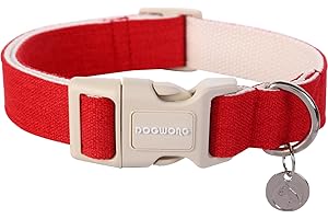 DOGWONG Hundehalsbänder rot, Hanf Hundehalsbänder rot hundehalsband, Natürliche Weich Langlebig Halsband Hund Bequeme verstellbares Hundehalsband für kleine mittelgroße Hunde