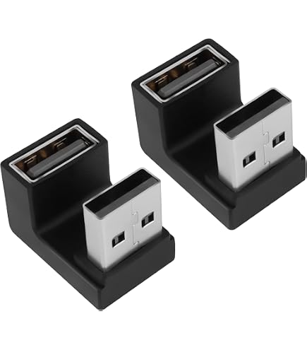 Adaptateur USB 3.1 Mâle Vers USB-C Femelle à Angle 180° - 10 Gbps, Charge 3A - Lot De 2 Pièces