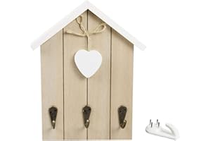 Nwvuop Wall Mounted Wooden Key Holder with Hook Cute Key Hanger for Wall House-Shaped Key Cabinet Key Rack for Wall Key Box for Home