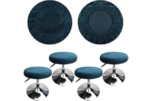 HuaLiSiJi Stool Covers Round 12"-16"/30-40cm Bar Stool Covers Velvet Round, Fabric is Soft and plush Washable Easy Care and Durable (4 Pcs Peacock Blue)