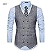 Produktbild Männer Woolen Zweireiher Casual Slim Sleeve Verstellbare Zurück Schnalle Gürtel Anzug Vintage Weste,Gray,XXL