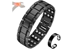 ‎CIGMAG Cigmag Lymphdrainage Magnetarmband Herren Ultrastarke Magnete Edelstahl verstellbar mit Entnahmewerkzeug und Geschenkbox (Schwarz)