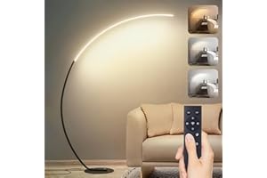 LINKENAIL LED Stehlampe Dimmbar Bogenlampe Wohnzimmer, 25W Schwarz Stehleuchte mit Fernbedienung, Modern Bogenleuchte 3 Farbtemperaturen & Memory-Funktion, Ecke Leselampe für Sofa Büro Schlafzimmer, 170CM