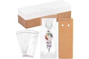 PH PandaHall 100pz Schede Espositive Portachiavi con 100pz Sacchetti Autosigillanti, 15x5cm Porta Carte Portachiavi per Orecchini Collane Bracciali Gioielli