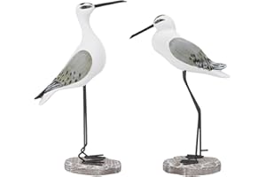 COHEALI 2 Stücke Holz Möwe Figur Vogel Figur Nautische Statue Möwe Dekorationen Lebensechte Ornament Garten Vogel Statue