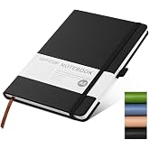 OFFCUP A5 Lined Notebook, 192 Pages Leather Notebook, Elastic Band Notepad, Lined Journal with Hardcover 80gsm for Writing Wo