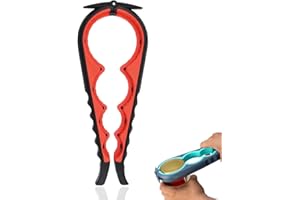 HUIBOHOU Jar Opener Bottle Opener, 5 in 1 Multi Function Can Opener Bottle Opener with Silicone Handle Easy to Use for Children, Elderly and Arthritis Sufferers (Black & Red)
