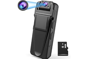 QZT Body Camera,Police Body Camera with Audio and Night Vision,180° Rotating Lens 1080P Full HD with 32GB Memory Card Cameras Bodycam for Walking Home Office Meeting Recording
