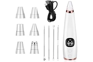 HOMIRTY Aspirateur Points Noirs Professionnel Visage, 3 Modes D'aspiration, avec 6 Têtes Interchangeables, Extracteur de Comédons Rechargeable pour Nettoyage des Pores,Traitement Acné et Soin Anti-Blackheads