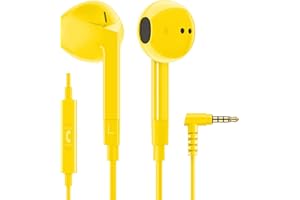 Ludos FEROX Auriculares In Ear con Cable y Microfono, 5 Años de Garantía, Auricular con Jack, Cascos Musica con Graves Potentes, para iPhone, iPad, Samsung, Xiaomi, Gaming, Móvil - Amarillo