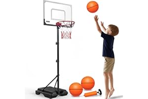 ‎DILABNDA Basketball Hoop, Basketballständer höhenverstellbarer Basketballkorb mit Ständer für Kinder Jugendliche, Outdoor Indoor Korb für den Garten Pool, Komplett-Set mit Ball & Pumpe
