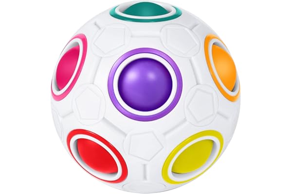 ROXENDA Balle Magique Rainbow Ball, Jeu de Compétences Puzzle Ball - Brain Teaser & Stress Ball pour Enfants et Adultes (Blanc)