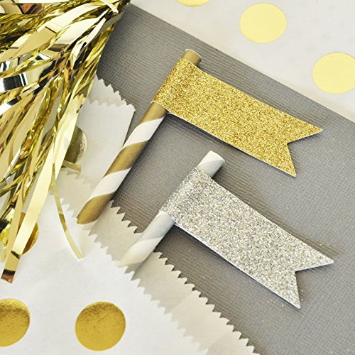 12 Schöne funkelnde Silberne Glitzernde-Fähnchen-Aufkleber zum Dekorieren und Basteln - 4