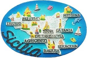 MUYU MAGNET 3D Sizilien Karte Italien Kühlschrankmagnet, Home & Küche Dekoration magnetische Aufkleber Handwerk, Sicilia Italien Kühlschrankmagnet Touristen-Souvenir Geschenk
