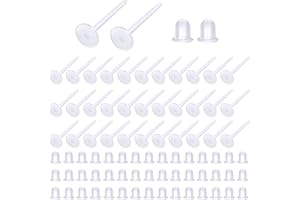 TOAOB THE ONE AND ONLY BABY TOAOB 200 Pezzi Orecchini Piatto Base in Plastica 5x12 mm e Chiusure per Orecchino Ferma di Silicone per Fai da Te Creazione Gioielli