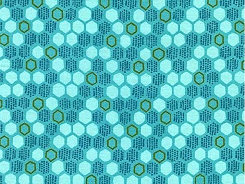 Michael Millar Honey Hive Cotton Quilting Fabric Turquoise - per fat quarter