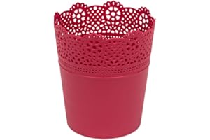 PROSPERPLAST Prosper Plast DLAC115-207C 11.2 x 13 cm "Lace" Flowerpot - Raspberry
