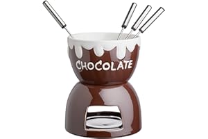 BUTLERS Schokoladenfondue Set Keramik 480 ml 4 Edelstahl Gabeln –CHOCOLATE LOVE– Schoko Fondue Teelicht Käse und Schokoladenschmelzer | Schmelztopf ideal für Obst, Kekse, Weihnachtsplätzchen