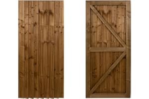 ARBOR GARDEN SOLUTIONS Featheredge Wooden Garden and Side Gates, Fully Framed and Capped (v2)(H-1800, W-800, Brown Finish)