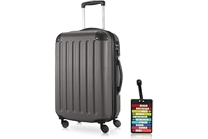 Hauptstadtkoffer - Spree - Kabinentrolley + Kofferanhänger, Handgepäck Hartschale mit Erweiterung, TSA, 4 Rollen, 55 cm, 42 Liter, Graphit