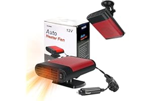 Ertisa Auto Heizung, 12V 150W Portable Schnellheizung Defrost Windschutzscheibe Defogger mit Saugnapf & 360° Basis,2 in 1 Heizung/Kühlung Demister Heater Plug in Zigarettenanzünder Auto Heizung Fan