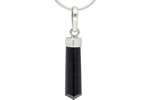 Lebensquelle Plus Turmalina negra/Schörl punta pulida 2-3 cm | Elegante colgante de piedras preciosas | Tapa de plata 925 + ojal, talla única, Piedras preci, Turmalina