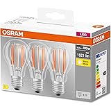 Osram Led Base Classic A100, Lampade Led A Filamento Chiaro In Vetro Per Base E27, Forma Di Lampadina, Bianco Caldo 2700K, ‎6