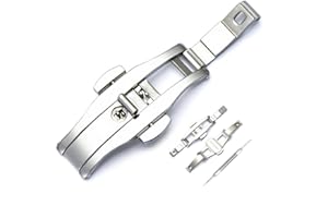 NICE PIES Faltschließe aus Edelstahl mit Schmetterlingsverschluss, Faltschließe für Stahl-Keramik-Uhrenarmband, Druckknopf