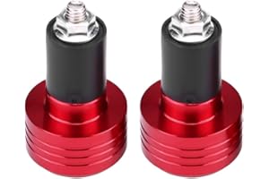 Qiilu Universal Anti-Vibration Handlebar End Caps - Pair of 22 mm - Aluminium Motorcycle (Red)