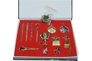 PIUMOJ Harry Accessoires Set, Varitas Mágicas para Potter, Magia Collar Decoración, Magia Cosplay Accesorios con Insignia, Collar de Letras de búho, Escoba voladora, Santo Grial, 12 Piezas