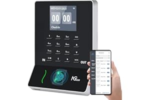 NGTeco WiFi Reloj de fichar,Control horario empleados, Máquina de Asistencia Biométrica de Huellas Dactilares WiFi en Lengua española, aplicación para iOS y Android (0 Tarifa Mensual)