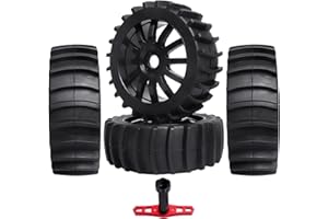 GOHOBBY Pre-glued RC 1/8 Scale RC Off Road Buggy Snow Sand Paddle Tires Tyre and Wheels 17mm Hex for Arrma Typhon 6S, Set of 4