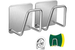 Firavggu 2 PZS Porta Esponja De Cocina Soporte Esponja Cocina 304 Autoadhesivo Argento Soporte para Estropajos Acero Inoxidable