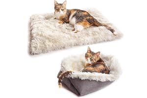 Eidoct Tapis en fourrure auto-chauffant pour chats et chiens de petite taille, couverture en peluche douce pour intérieur (jaune canari)