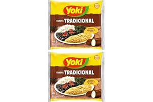 QUBROS Yoki Farofa Tradicional 400g | Traditional Cassava Crumbs 400g | Brazilian Special Flavour and Crunchiness | Ready-To-Use Cassava Flour (2 Pack, Seasoned Cassava Crumbs)