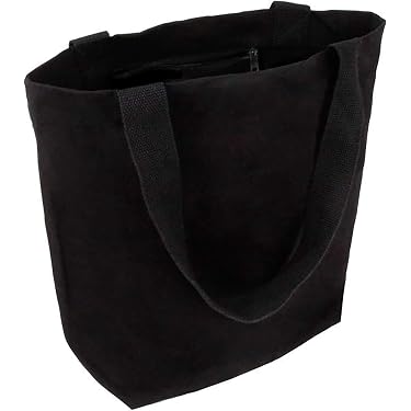Borsa Tela Cotone 100% Per Spesa | Grande 50x40 Cm + 60 Cm Manici | Riutilizzabile Lavabile | Nero | Per Serigrafia E DIY